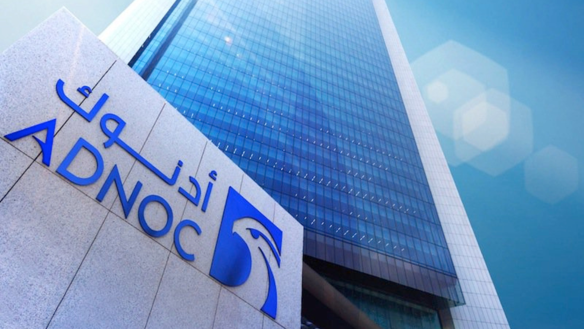 ADNOC headquarters tower with company logo representing regional AI-driven energy innovation