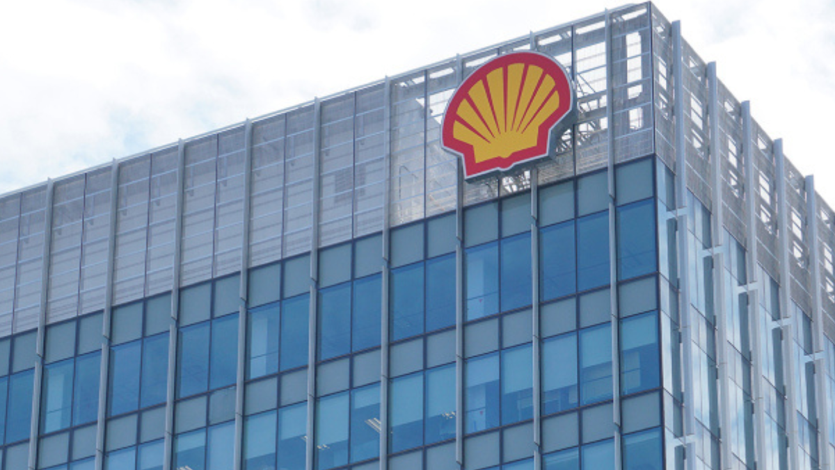 Shell corporate building representing AI and data-driven partnerships in upstream energy